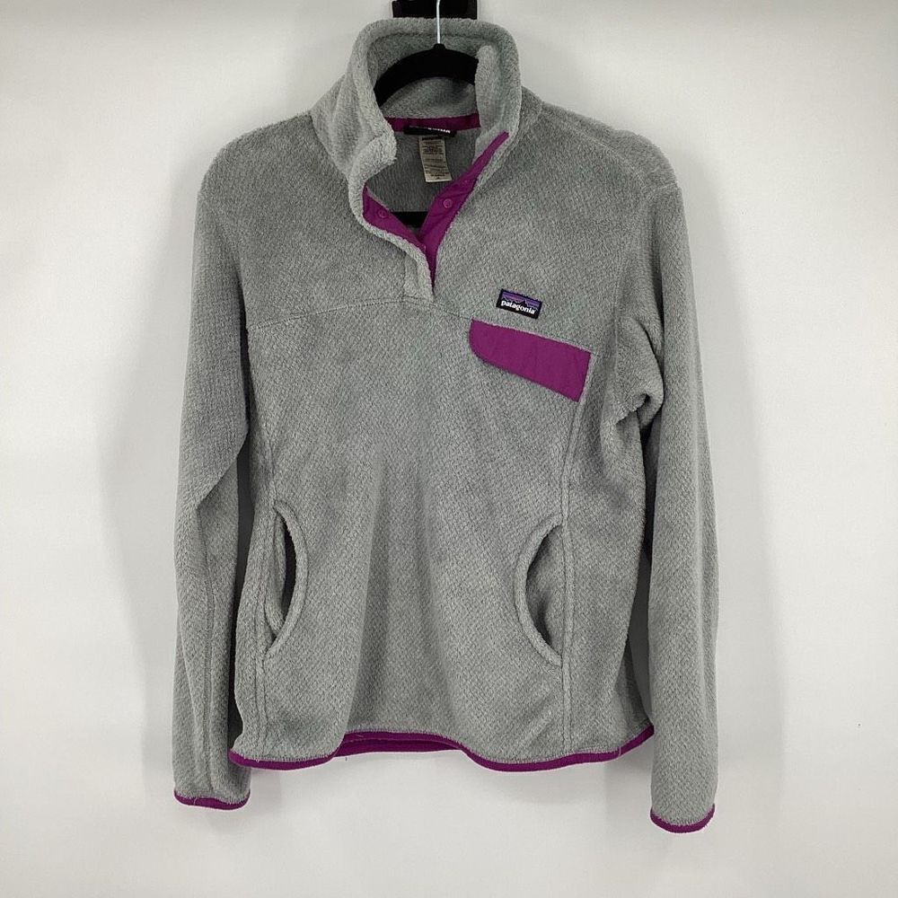 Ladies‎ Patagonia Snap-T Fleece Pullover medium Gray/Purple